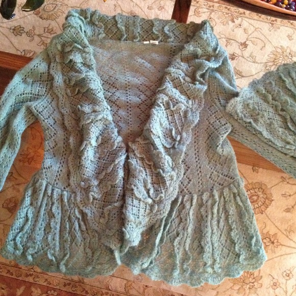 Anthropologie sweater, oilily top and Louis pants