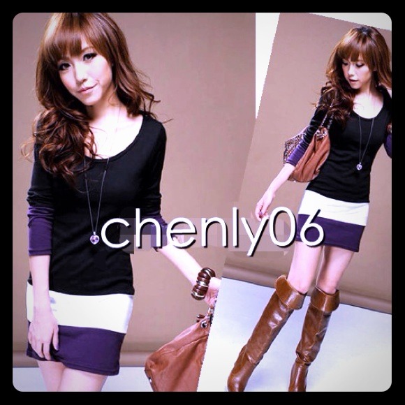 Black color block dress