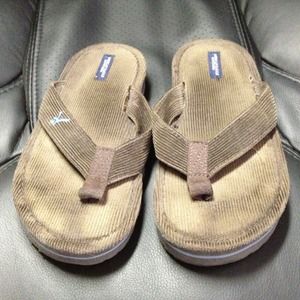 American Eagle Brown Corduroy Flip Flops