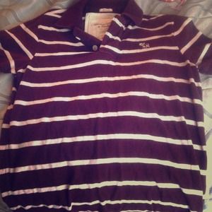 Burgundy and cream striped Abercrombie Polo