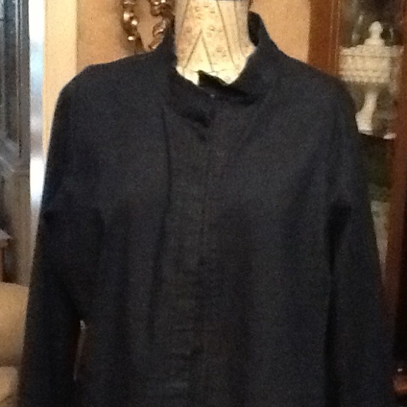 Stretch denim jacket/mandarin collar/reduced...
