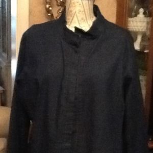 Stretch denim jacket/mandarin collar/reduced...