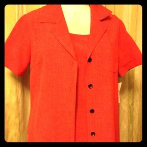 Orangy coral jacket blouse with tank top