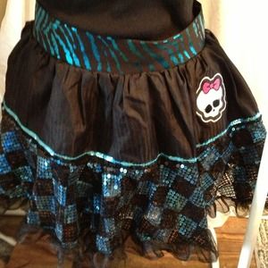 SOLD Monster High Ruffle Skirt teal & black girl