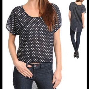 Hi low Polka Dot blue top $12