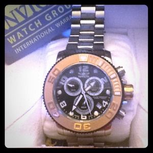 INVICTA SEA HUNTER 18K ROSE GOLD 50MM BLACK WATCH