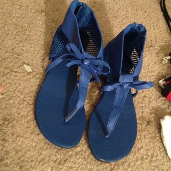 Blue ZipUp Bow Sandals