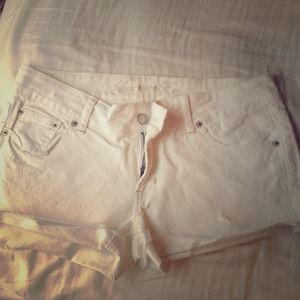 American Eagle White cut-off shorts