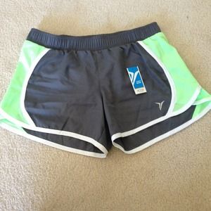 Vibrant green and grey running shorts