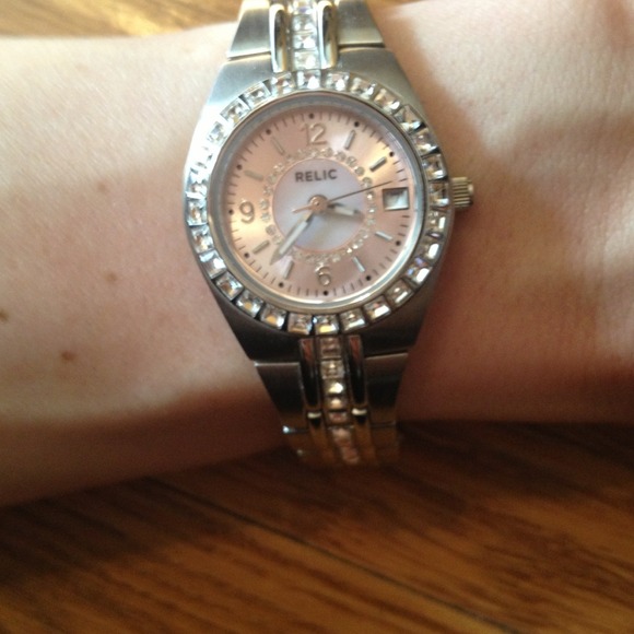 Relic Silver watch with pink face
