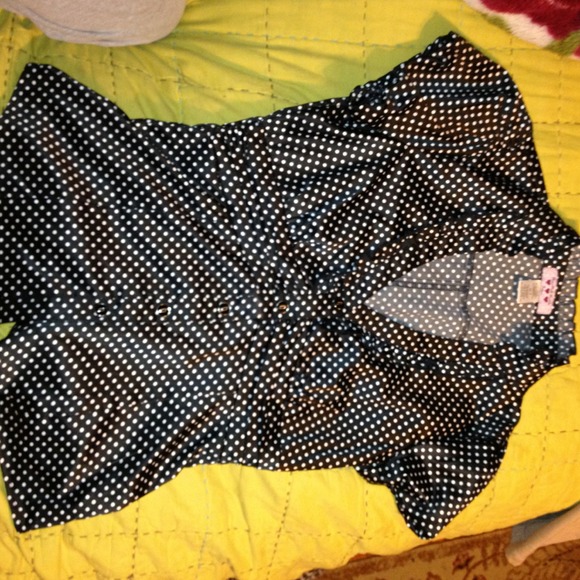 SOLDPolka dot blouse, shapes very nicely onto body