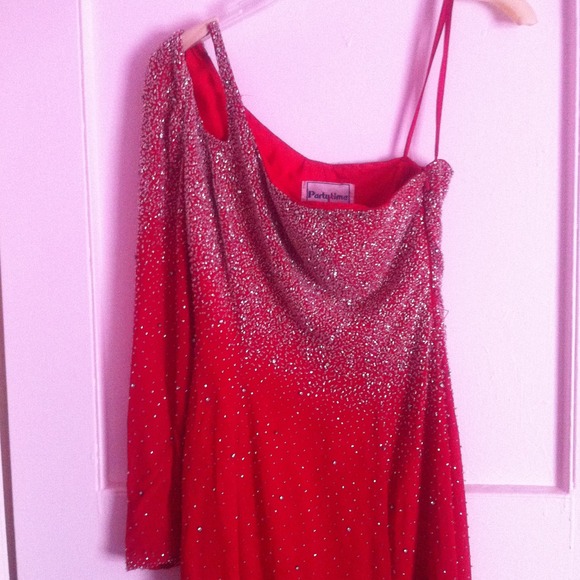 Beaded Red Prom Dress