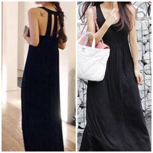 💢SOLD💢Back Hollowed Long Dress Black