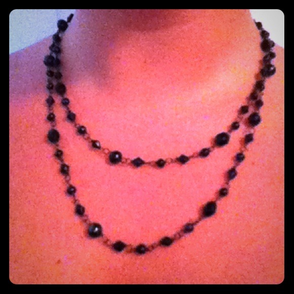 Black beaded double necklace