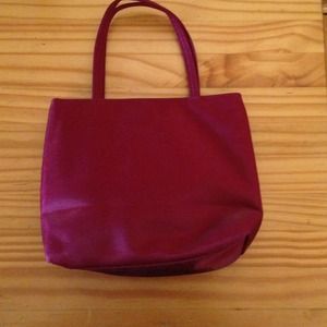 Sateen red handbag and matching scarf.