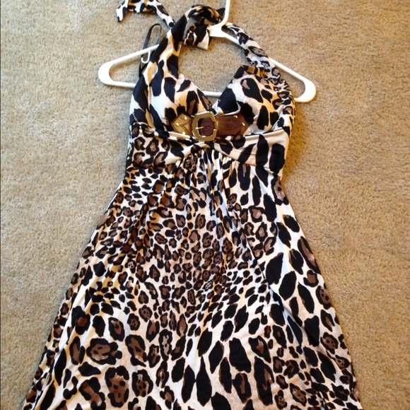 Leopard halter dress