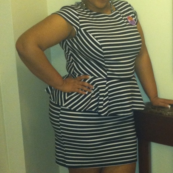 Pinstripe Peplum Dress