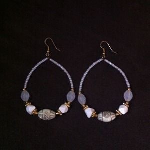 White beaded earrings.
