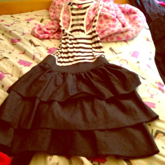 Denim/Black and White Striped Top Dress! NWOT! - Picture 1 of 1
