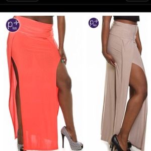 Plus size high split coral skirt