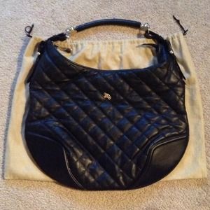 Black quilted Burberry handbag.