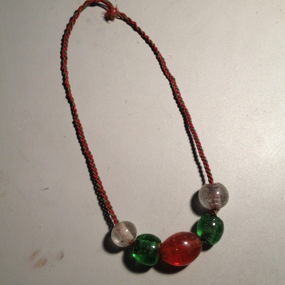 Beaded braid rope necklace.