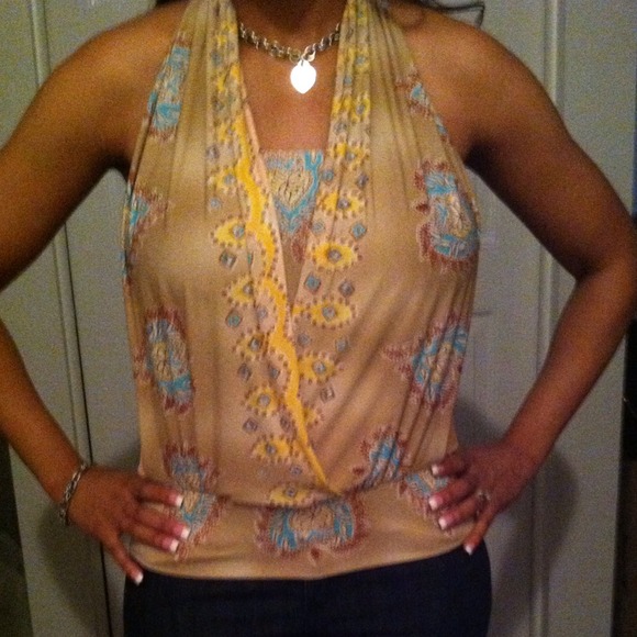 Multi colored halter shirt