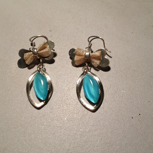 Turquoise Bow Dangle Earrings