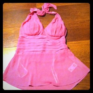 New guess sheer sexy pink halter top Large