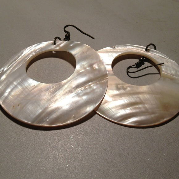 White shell earrings.
