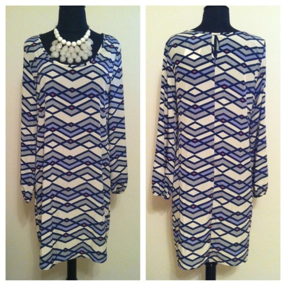 ***SOLD***Navy & White Print Dress - Picture 1 of 1