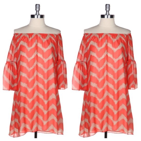 ***SOLD***Off the Shoulder Chevron Dress - Picture 1 of 1