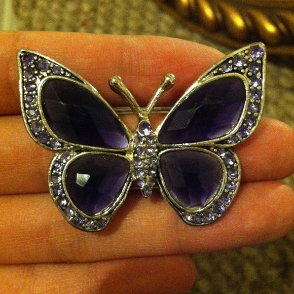 Purple Butterfly Crystal Pin