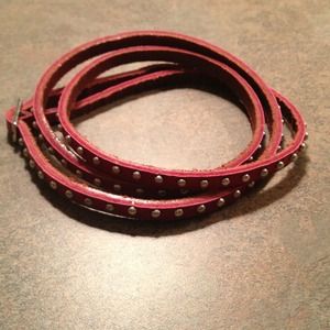 Red leather wrap bracelet