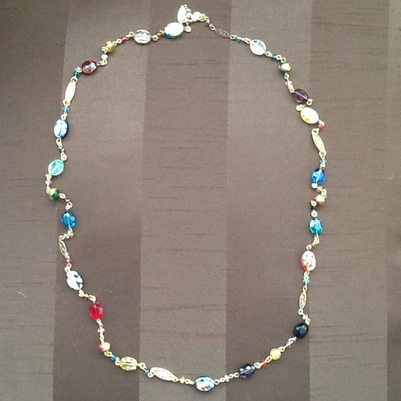 Premiere - Multi-colored beaded gold toned chain
