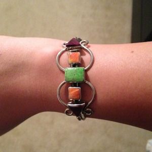 STERLING SILVER & authentic stone cuff