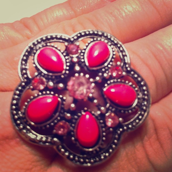 Pink with silver tones ring