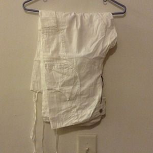 White drawstring capris