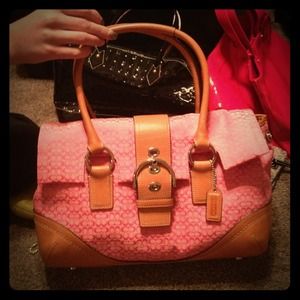 Never used pink and brown Coach purse