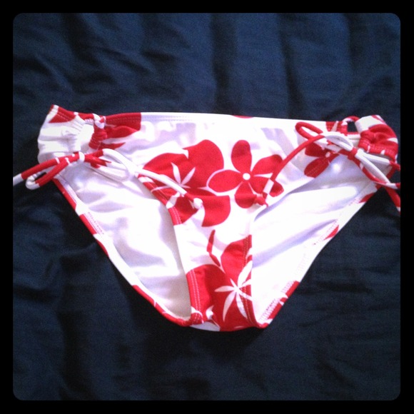 Roxy red and white bikini bottoms.