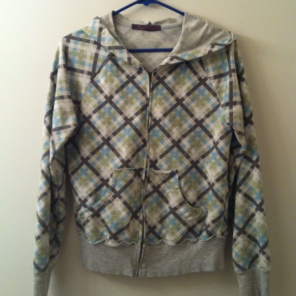 Forever 21 plaid zip-up hoodie