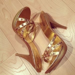 Gold on Gold Studded Heels