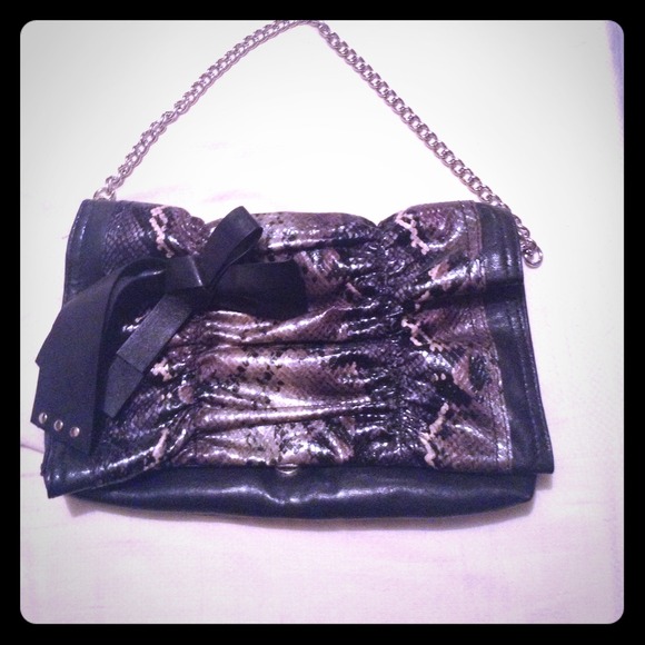 Nine West Dark Angel Python Clutch Handbag Purse