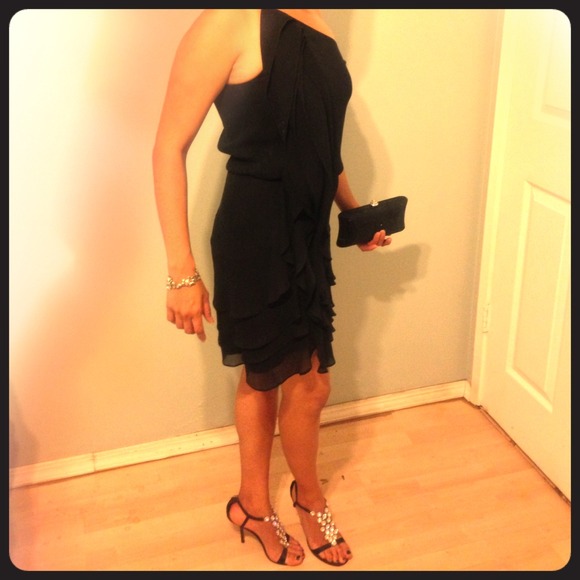 Black Single Strap Cocktail Dress