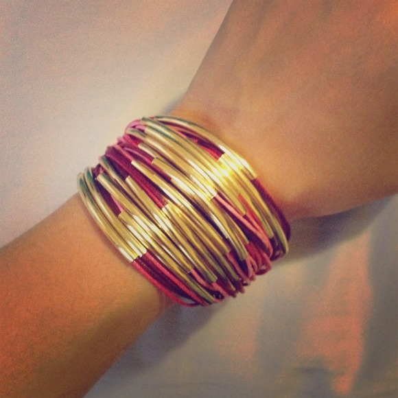Pink and gold leather bracelet!