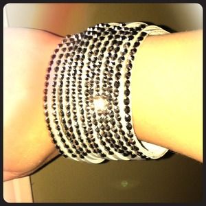 Yik Fung Jewelry - Yik Fung wide grey leather rhinestone bracelet NEW Yik Fung Jewelry - Yik Fung wide grey leather rhinestone bracelet NEW