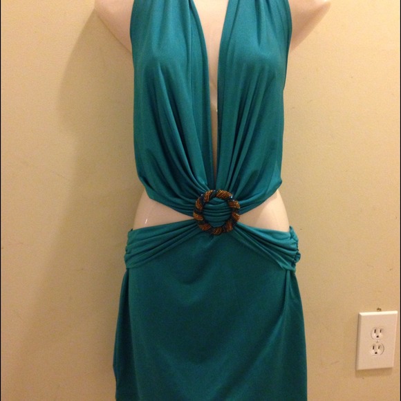 Sexy back-open halter club dress