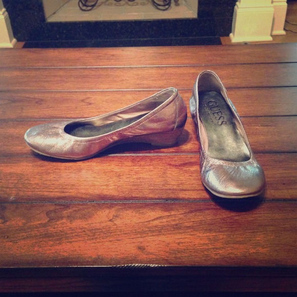 Guess by Marciano Pewter Leather Flats