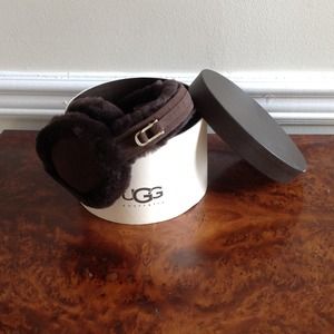 UGG Brown Fur & Suede Earmuffs w/ Buckle