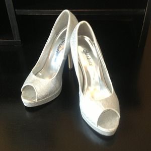 Modesta Silver Sparkly Heels